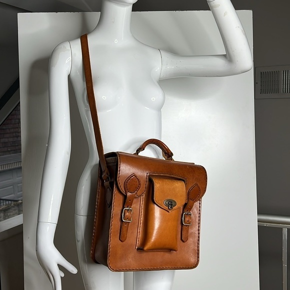 Vintage Ranger Saddle Bag Structured Belting Leather Rectangular Crossbody Bag - Picture 2 of 15